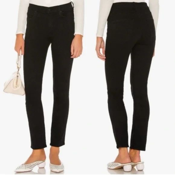 Mother The Mid Rise Dazzler Ankle Jeans Size 32 Black Denim Not Guilty Stretchy - Picture 1 of 14